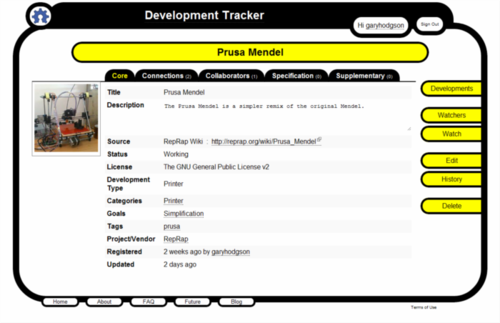 Development Tracker Screenshot