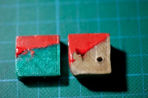 Paint Test, Glassy bottom, (PLA left, wood right)